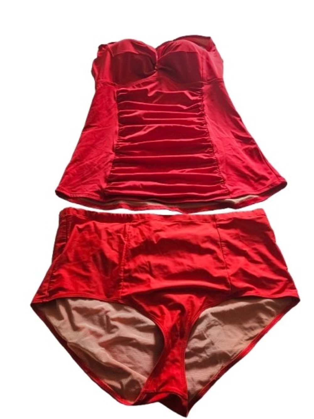 Torrid Red‎ Tankini Swimsuit 2 Piece Set Size 3 Ruched Tummy Control Plus